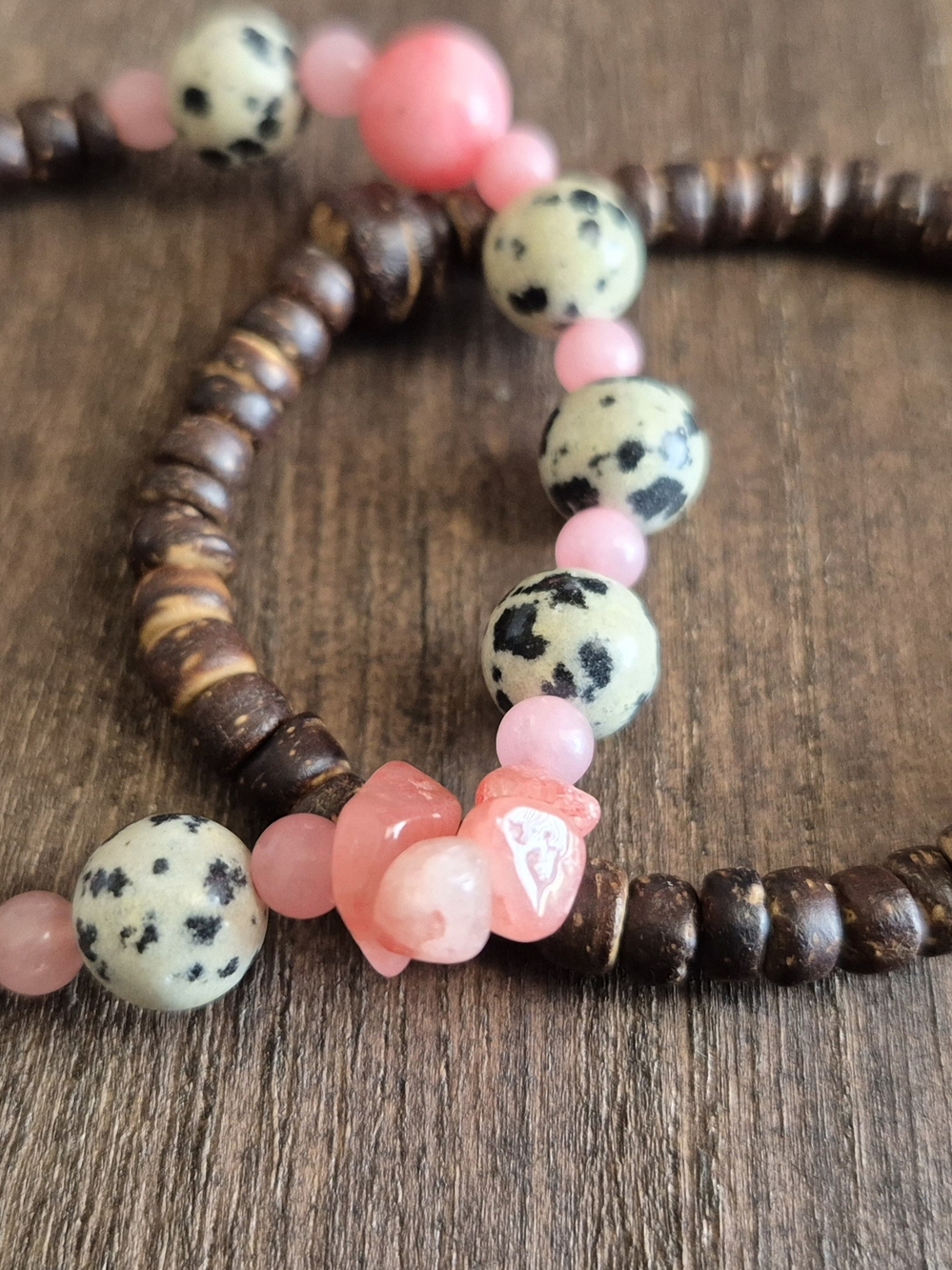 Handcrafted Dalmatian Jasper & Pink Jade Set!